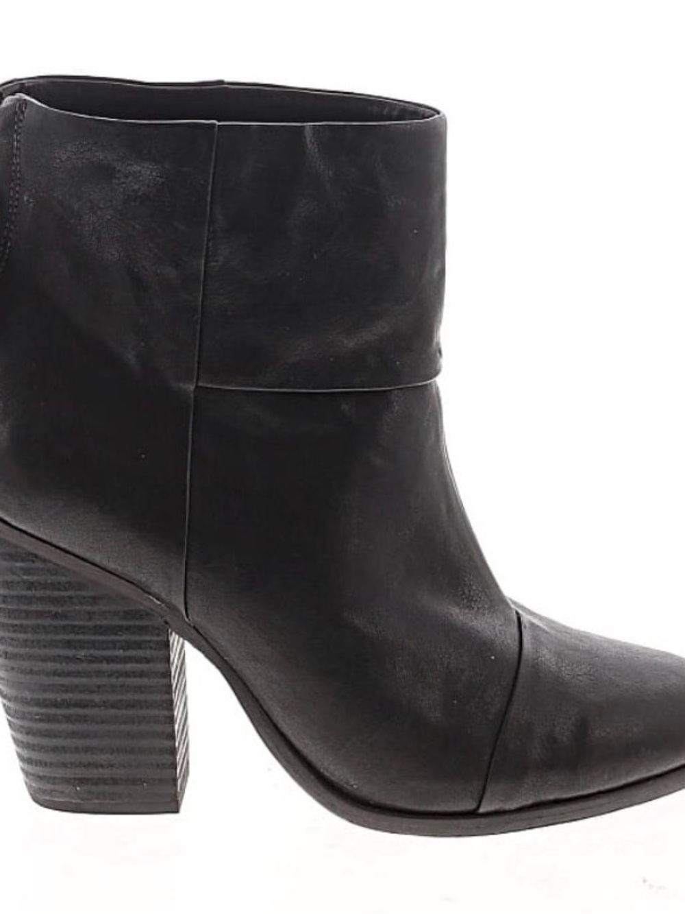 rag & bone Black Leather Ankle Boot with Stacked Heel